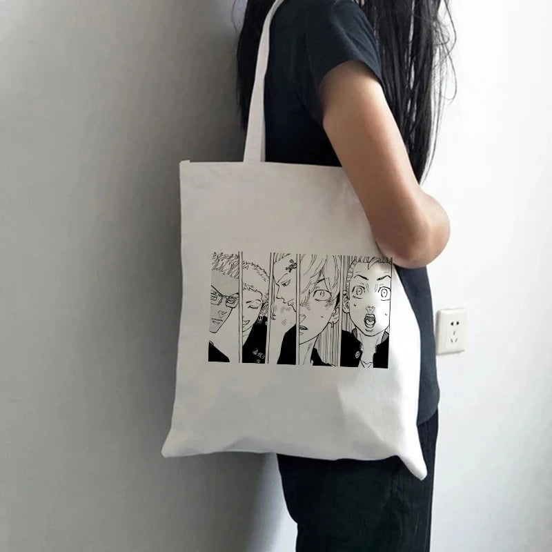 Y2K Tokyo Avenger Print Canvas Bag Goth Punk Women Shoulder Bag