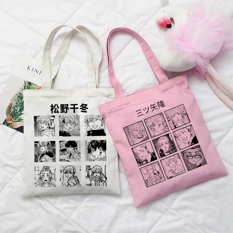 Y2K Tokyo Avenger Print Canvas Bag Goth Punk Women Shoulder Bag