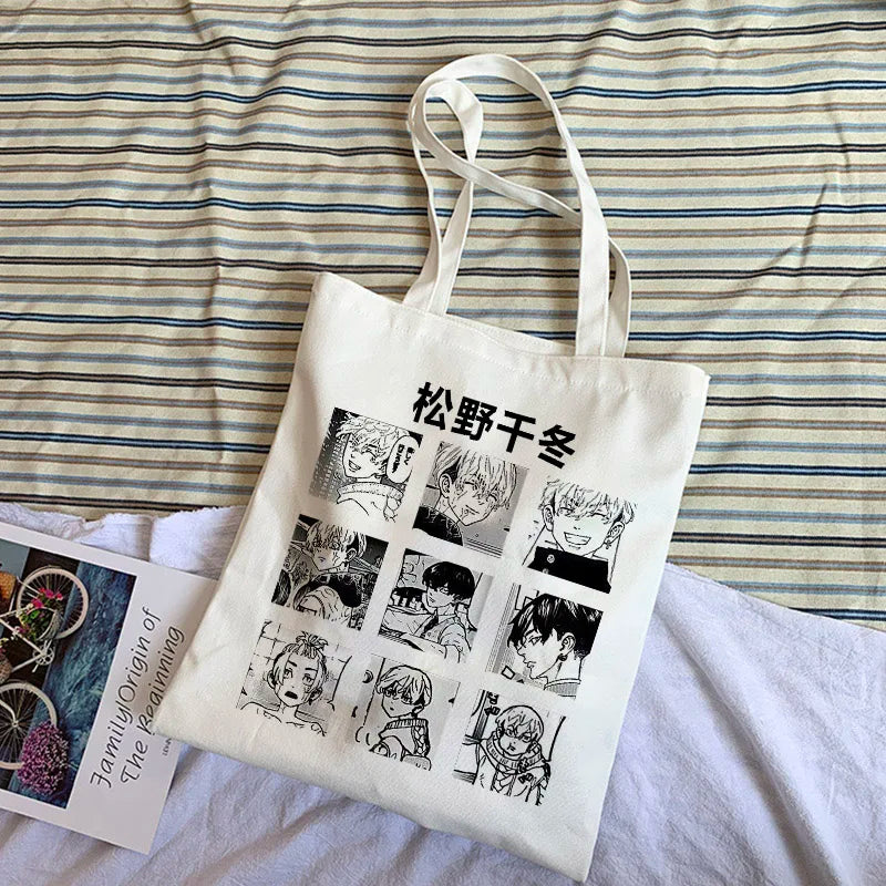 Y2K Tokyo Avenger Print Canvas Bag Goth Punk Women Shoulder Bag