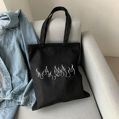 Japanese Gothic Waves Y2K Canvas Bag