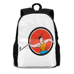 Javelin Throw Track & Field Circle Cartoon Backpack School Laptop Bag