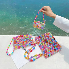 Jelly Love Beaded Bag DIY Hand Woven Bead Bag Summer Heart-shaped Armpit