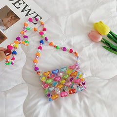 Jelly Love Beaded Bag DIY Hand Woven Bead Bag Summer Heart-shaped Armpit