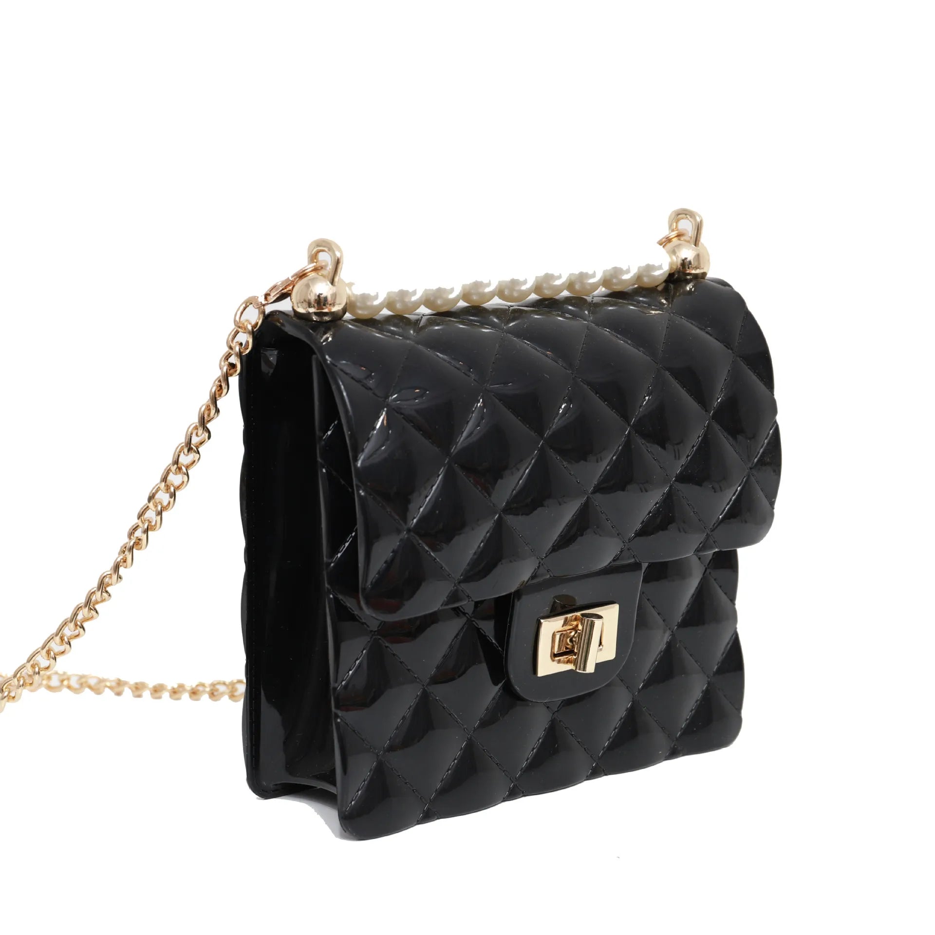 Jelly Shoulder Bag Mini Crossbody Diamond Quilted Pattern Chain Messenger