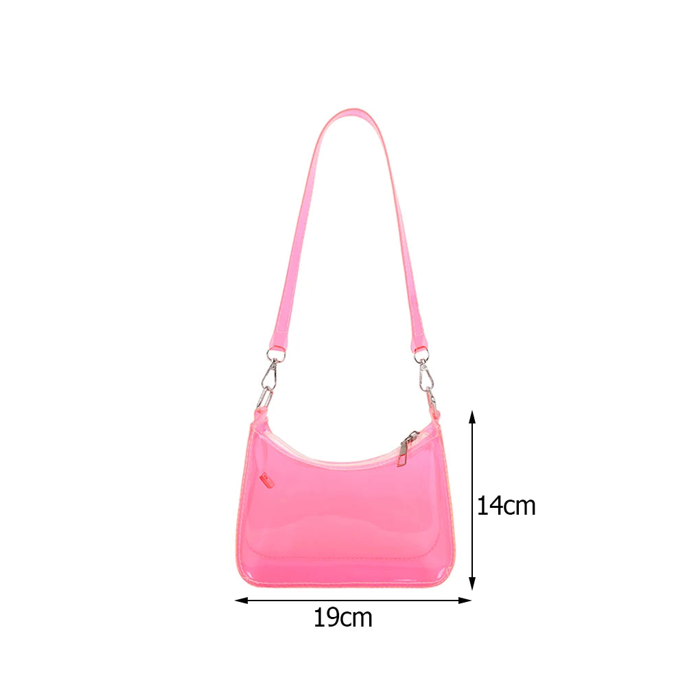 Jelly Women's Transparent Shopper Bag Solid Shoulder Handbag
