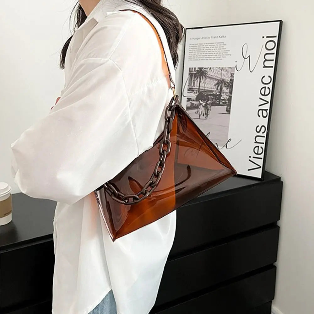 Jelly Women's Shopper Bag Transparent Solid Shoulder Underarm Phone Bag