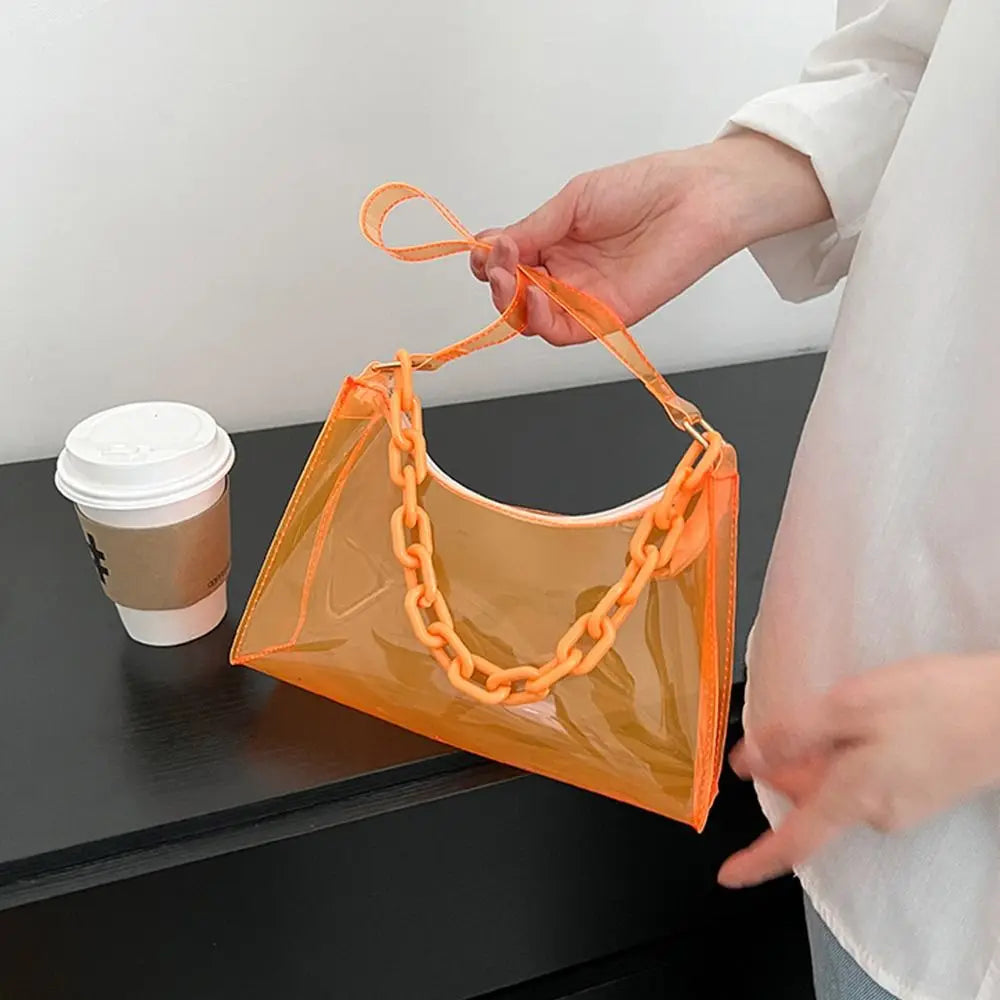 Jelly Women's Shopper Bag Transparent Solid Shoulder Underarm Phone Bag