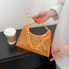 Jelly Women's Shopper Bag Transparent Solid Shoulder Underarm Phone Bag
