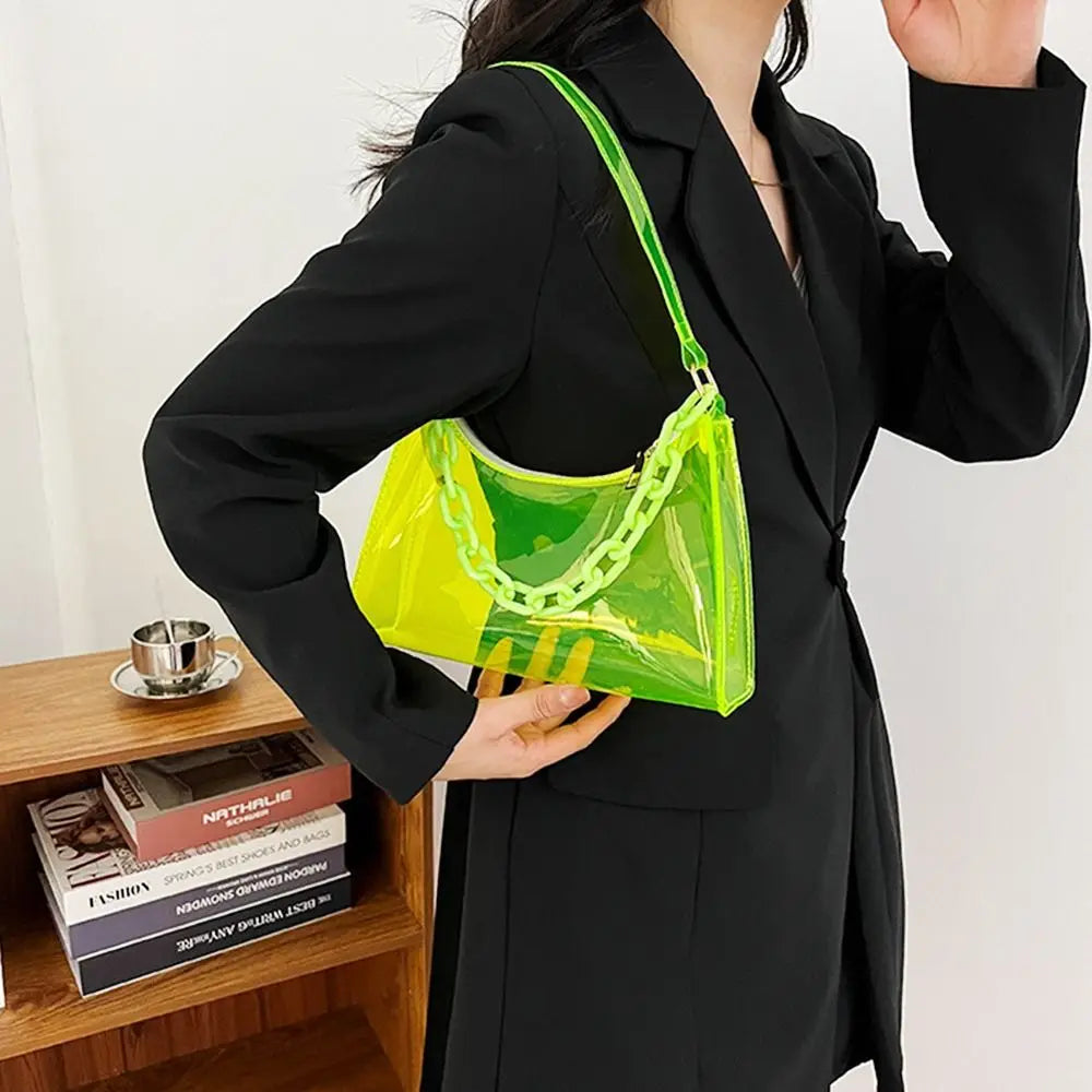 Jelly Women's Shopper Bag Transparent Solid Shoulder Underarm Phone Bag
