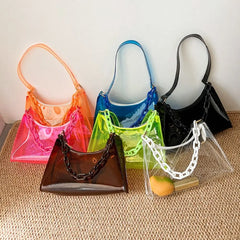 Jelly Women's Shopper Bag Transparent Solid Shoulder Underarm Phone Bag
