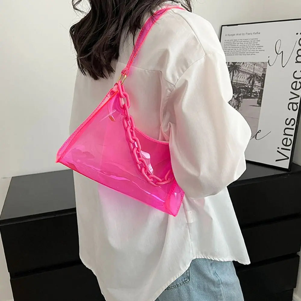 Jelly Women's Shopper Bag Transparent Solid Shoulder Underarm Phone Bag