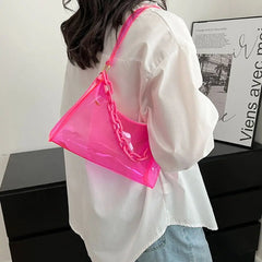 Jelly Women's Shopper Bag Transparent Solid Shoulder Underarm Phone Bag