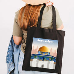 Jerusalem Flag Map Women Canvas Shoulder Bags Eco Shopper Totes