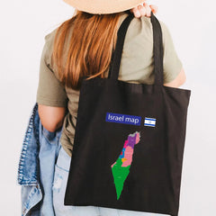 Jerusalem Flag Map Women Canvas Shoulder Bags Eco Shopper Totes