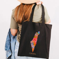 Jerusalem Flag Map Women Canvas Shoulder Bags Eco Shopper Totes