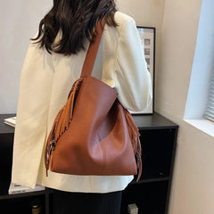 Vintage Tassels Shoulder Side Bag for Women - Small Crossbody Bucket Handbag