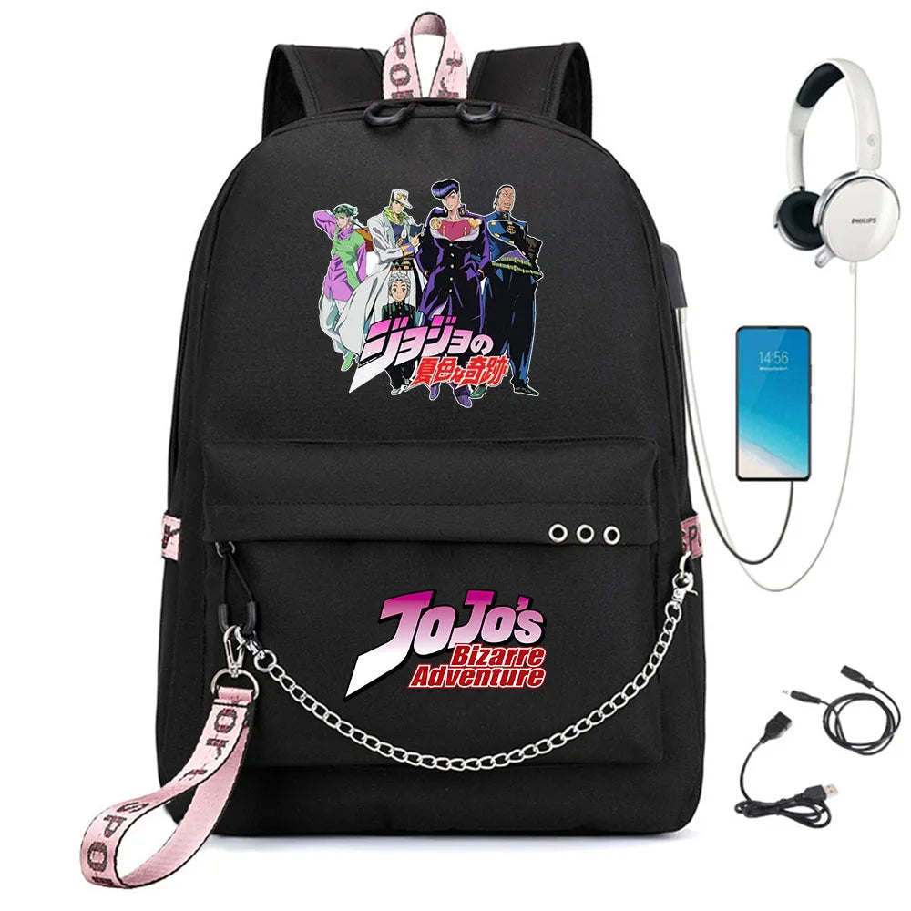 JoJo's Bizarre Adventure Backpack Schoolbag with USB