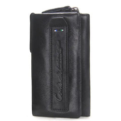 Men Wallet Leather Key Bag Trifold Solid Real Cowhide Small Wallet