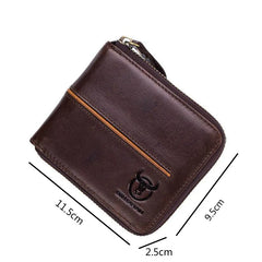 Leather Men Wallets Casual Solid Short Cowhide Purse Multi-card Wallet