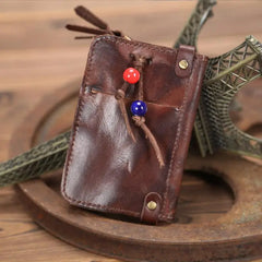 Vintage Leather Unisex Key Bag Organizer Solid Wallet