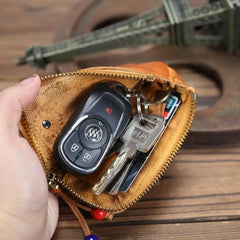 Vintage Leather Key Holder Organizer Unisex Solid Car Key Wallet