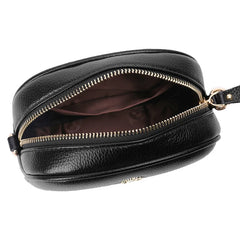 Small Round Leather Crossbody Shoulder Bag for Women