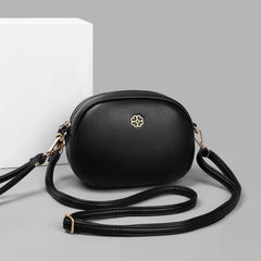 Small Round Leather Crossbody Shoulder Bag for Women