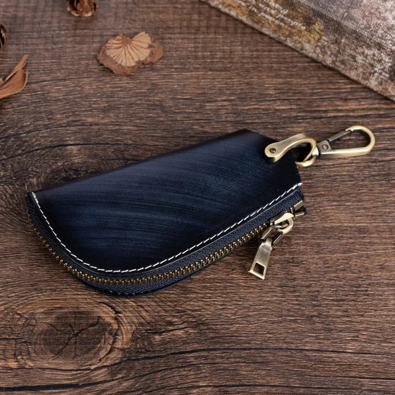 Retro Leather Car Key Holder Real Cowhide Keychain Belt Buckle Bag Key Wallets