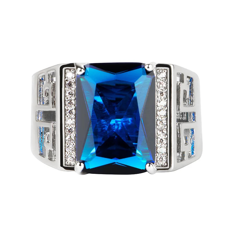 Sapphire Gemstone Silver 925 Ring for Men