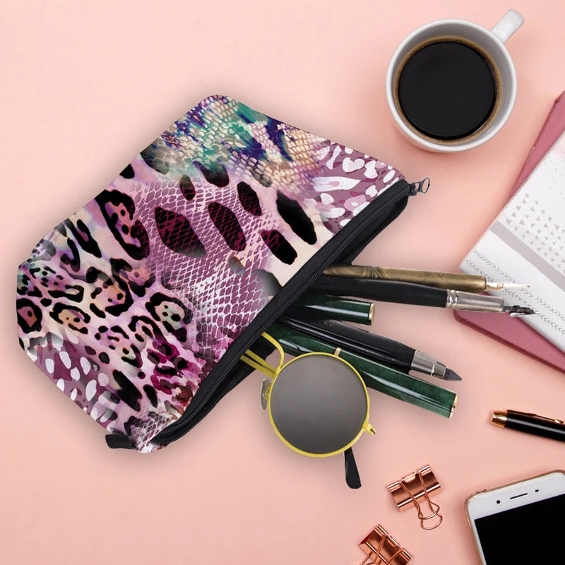 Leopard Makeup Bag Water Resistant Organizer Women Beauty Bag
