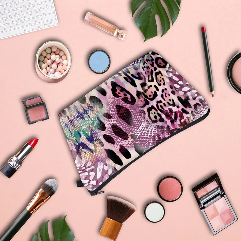 Leopard Makeup Bag Water Resistant Organizer Women Beauty Bag