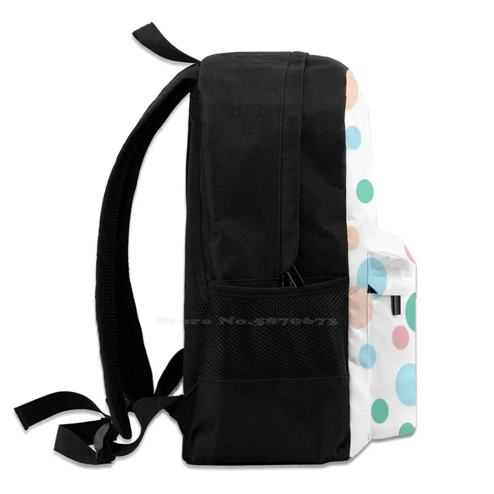 Jubijay Bubbles 3D Print Backpack Pastel Pink Green Peach Polka