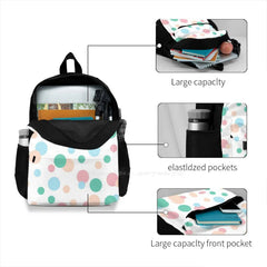 Jubijay Bubbles 3D Print Backpack Pastel Pink Green Peach Polka