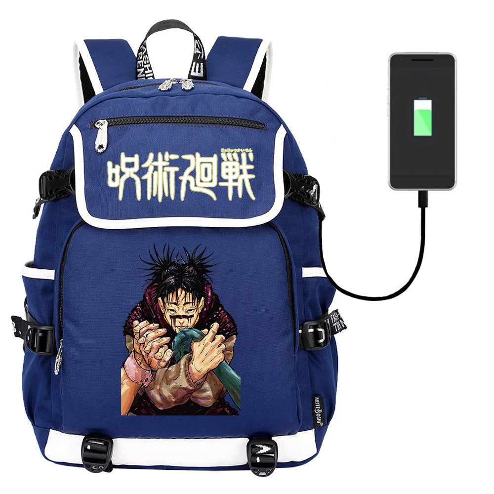 Jujutsu Kaisen Canvas School Bag Student Packsack Zipper