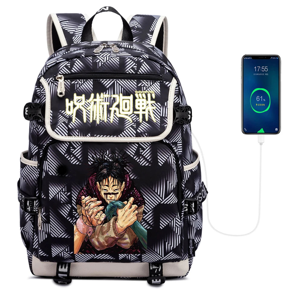 Jujutsu Kaisen Canvas School Bag Student Packsack Zipper