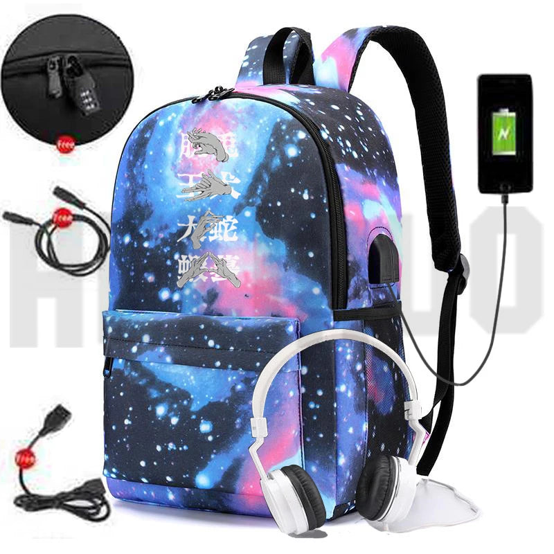Jujutsu Kaisen Yuji Itadori Backpack USB Charging School Bag