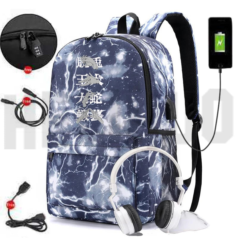 Jujutsu Kaisen Yuji Itadori Backpack USB Charging School Bag