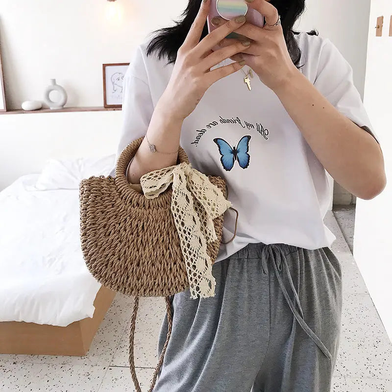 JuneRain Straw Bag Summer Women Messenger Crossbody Bags