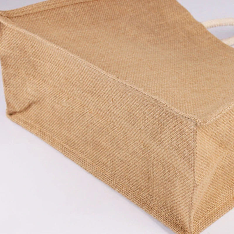 Jute Burlap Tote Large Reusable Grocery Bags with Handles for Women Shopping