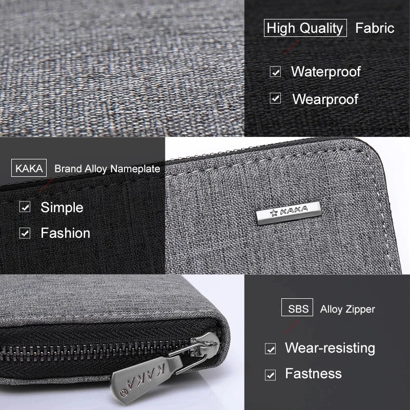 KAKA Men's Long Wallet Clutch Money Clip Coins Pocket Large Capacity