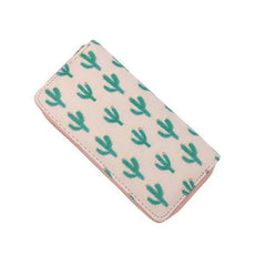 Summer Cactus Long Wallet Vegan Leather Clutch Bag for Women