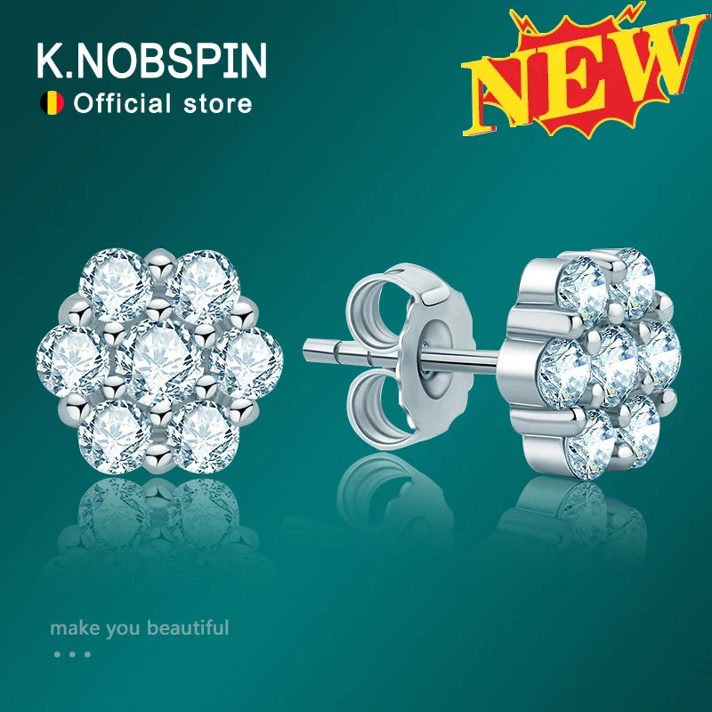 Moissanite Stud Earrings 18k Plated Sterling Silver D VVS1 Round Lab Diamond Ear