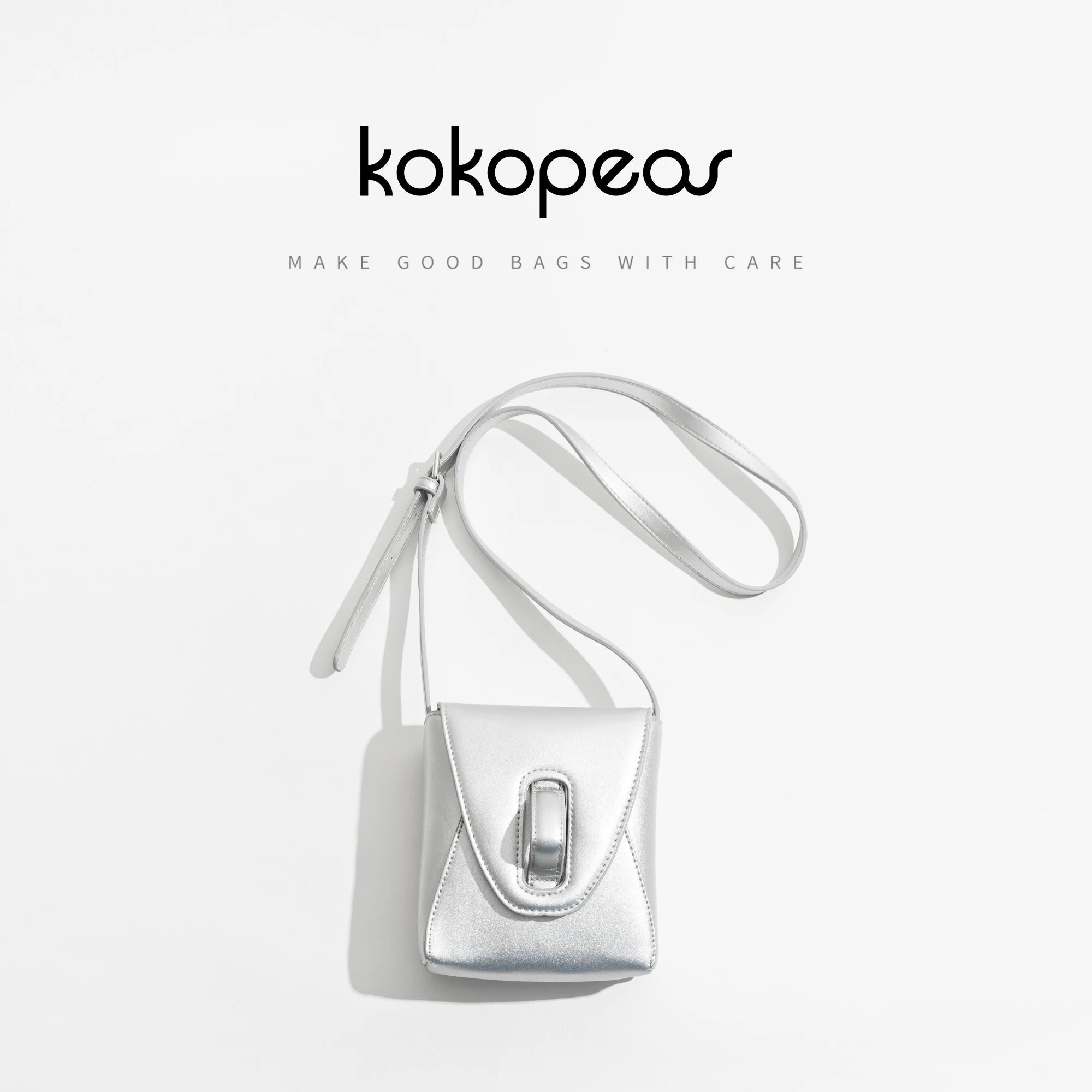 Mini Korean Silver PU Women Crossbody Saddle Bag