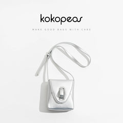 Mini Korean Silver PU Women Crossbody Saddle Bag