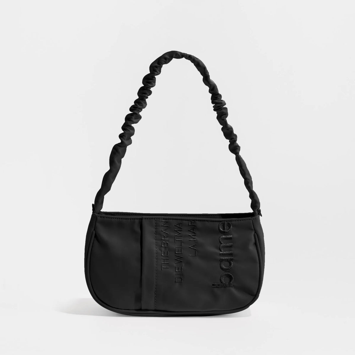 Pink Half Moon Nylon Shoulder Bag with Embroidery Tote Handbag