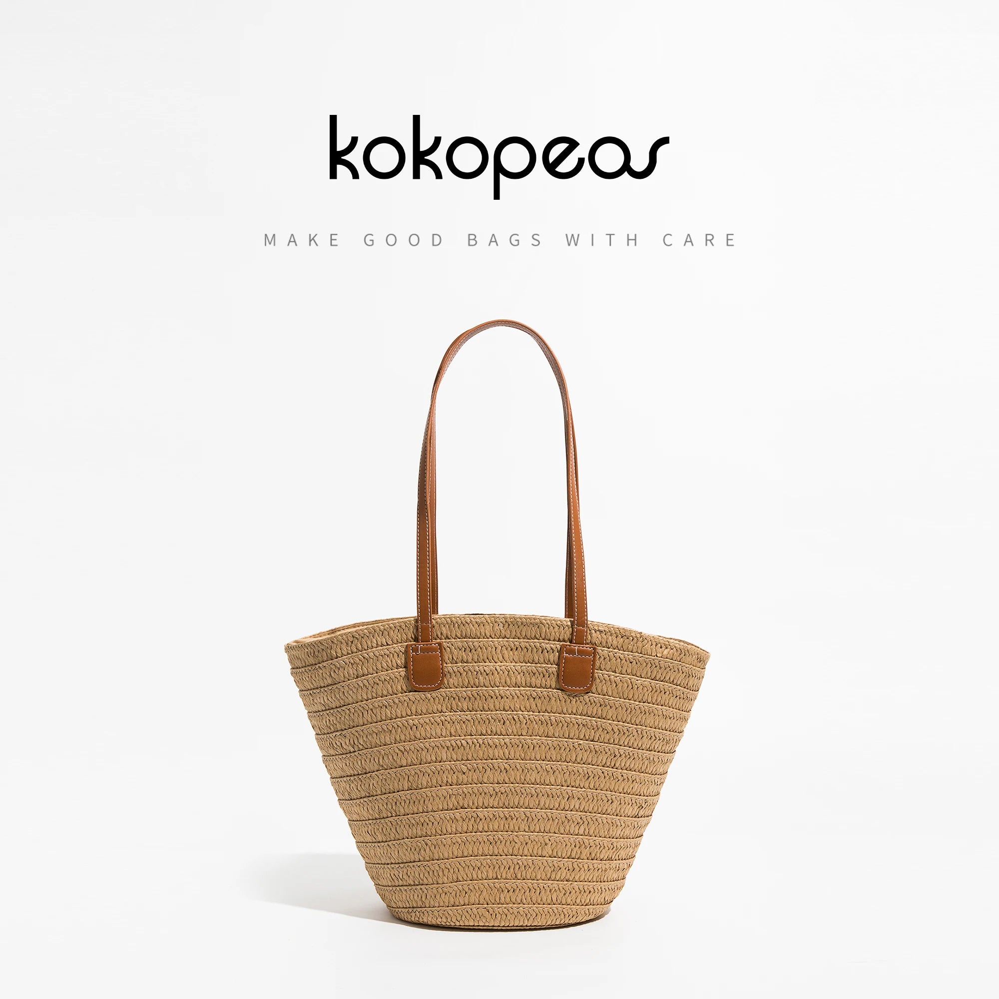 Summer Straw Beach Bag Solid Casual Shopper Handbag Large Capacity