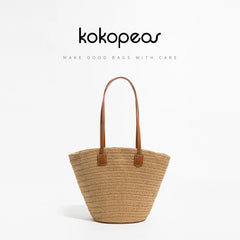 Summer Straw Beach Bag Solid Casual Shopper Handbag Large Capacity