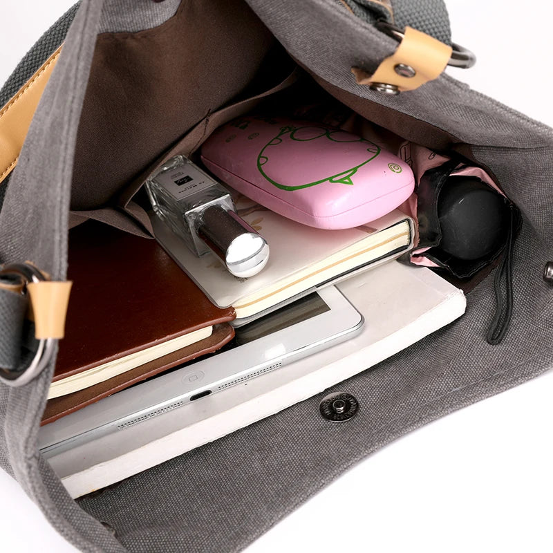 Women Casual Canvas Tote Handbag Multifunctional Shoulder Bag