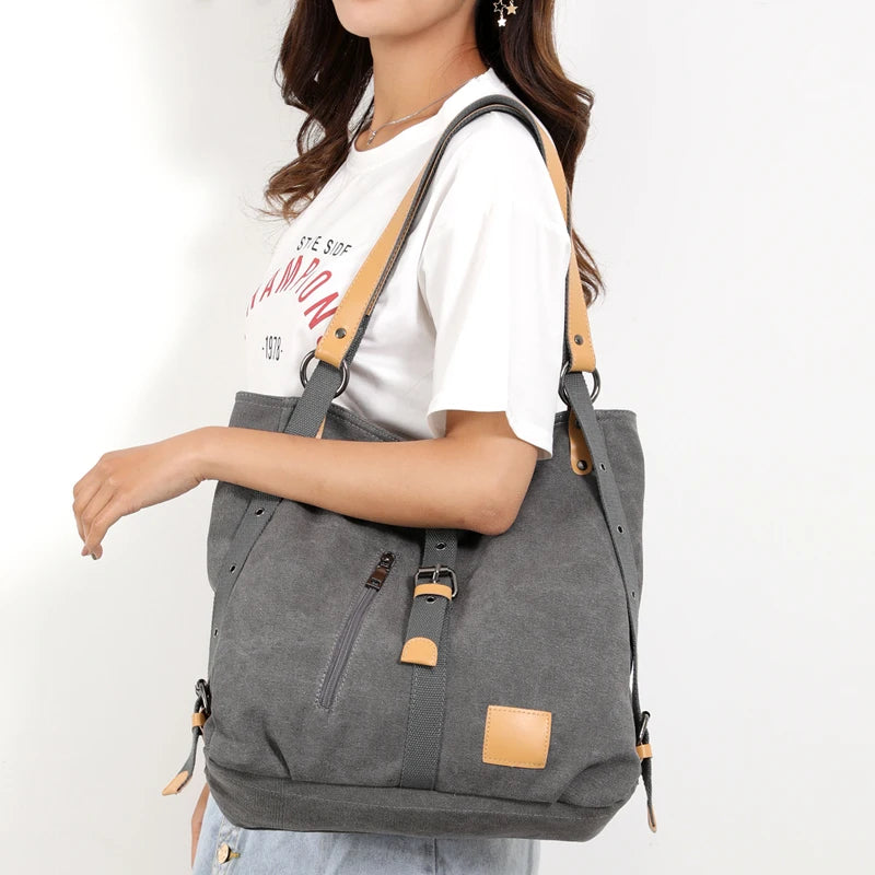Women Casual Canvas Tote Handbag Multifunctional Shoulder Bag