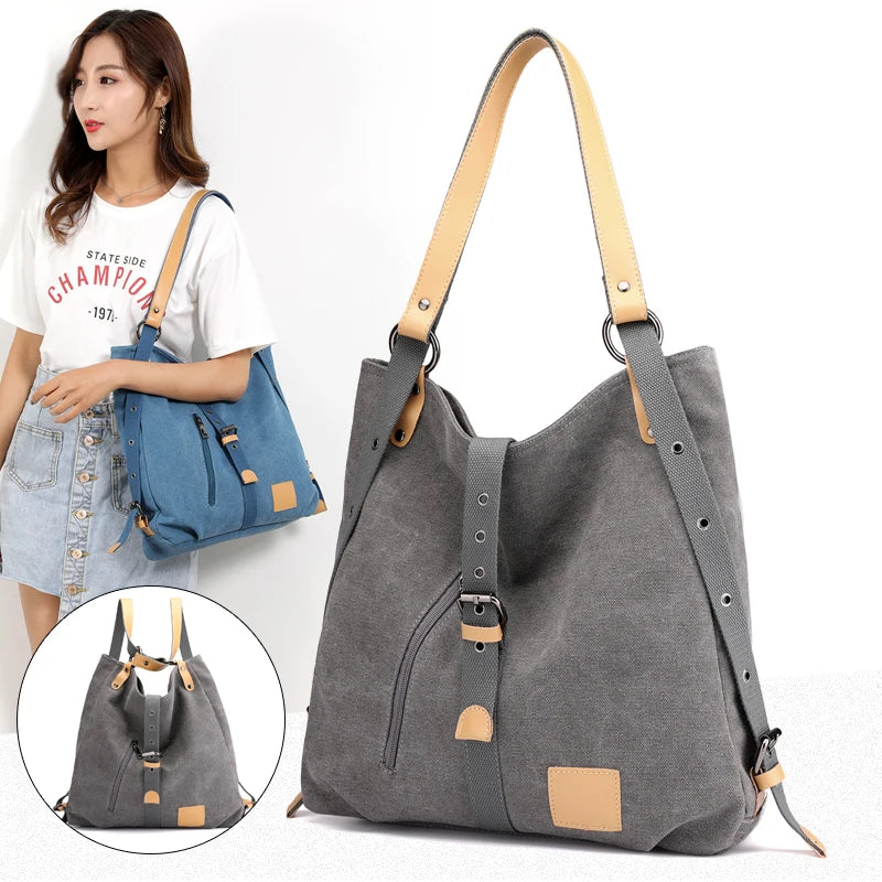 Women Casual Canvas Tote Handbag Multifunctional Shoulder Bag